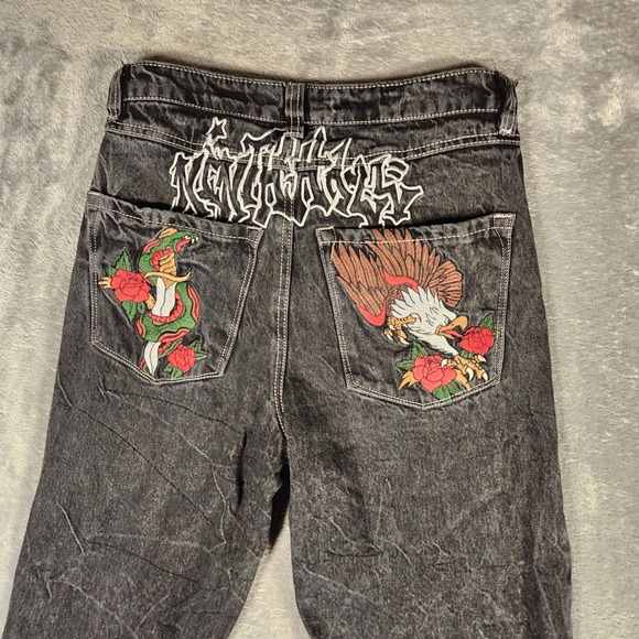 Ninth Hall Fundamentals Other - Ninth Hall Ambush Jeans Mens 28 Black Excellent Embroidered Eagle Snake Graffiti
